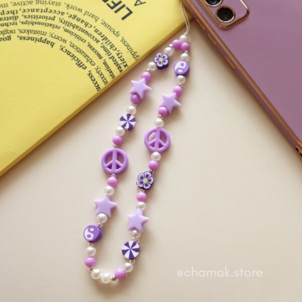 Lavender Color Beaded Phone Charm