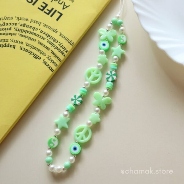 Green Color Beaded Phone Charm