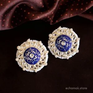 MAAHI- Blue Kundan Meenakari Earrings