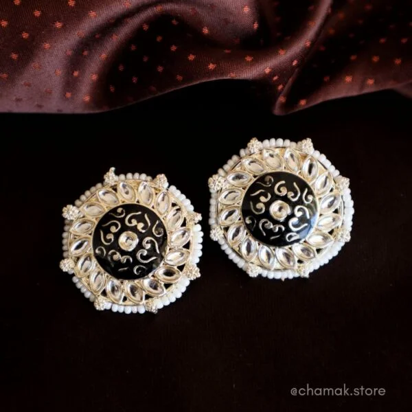 MAAHI- Black Kundan Meenakari Earrings