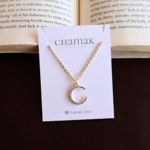 Stone Studded Crescent Moon Necklace