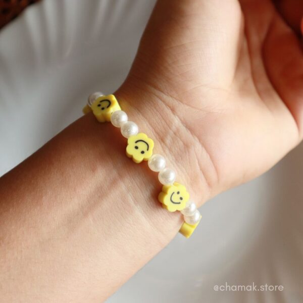 Pearl Yellow Smiley Beaded Bracelet
