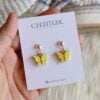 Cute Minimal Butterfly Earrings-Yellow