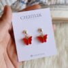 Cute Minimal Butterfly Earrings-Red