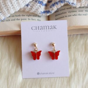 Cute Minimal Butterfly Earrings-Red