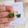 Cute Minimal Butterfly Earrings-Green
