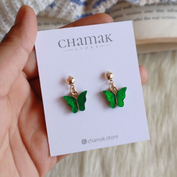 Cute Minimal Butterfly Earrings-Green