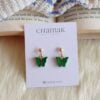 Cute Minimal Butterfly Earrings-Green