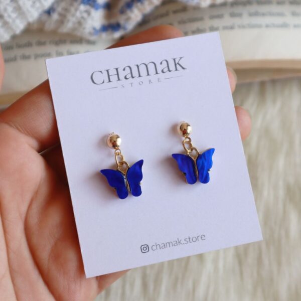 Cute Minimal Butterfly Earrings-Blue