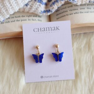 Cute Minimal Butterfly Earrings-Blue