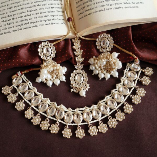 NADIRA- Kundan Necklace Set With Earrings & Maang Tikka