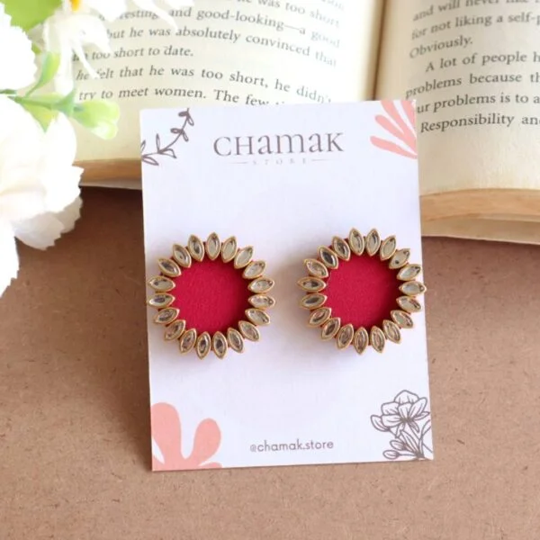 Rani Pink Fabric Stud Earrings