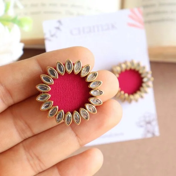 Rani Pink Fabric Stud Earrings