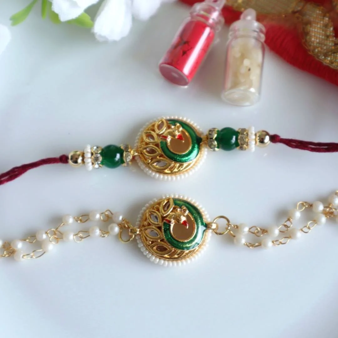 Combo Of Bhai-Bhabhi Rakhi With Roli-Chawal Pack