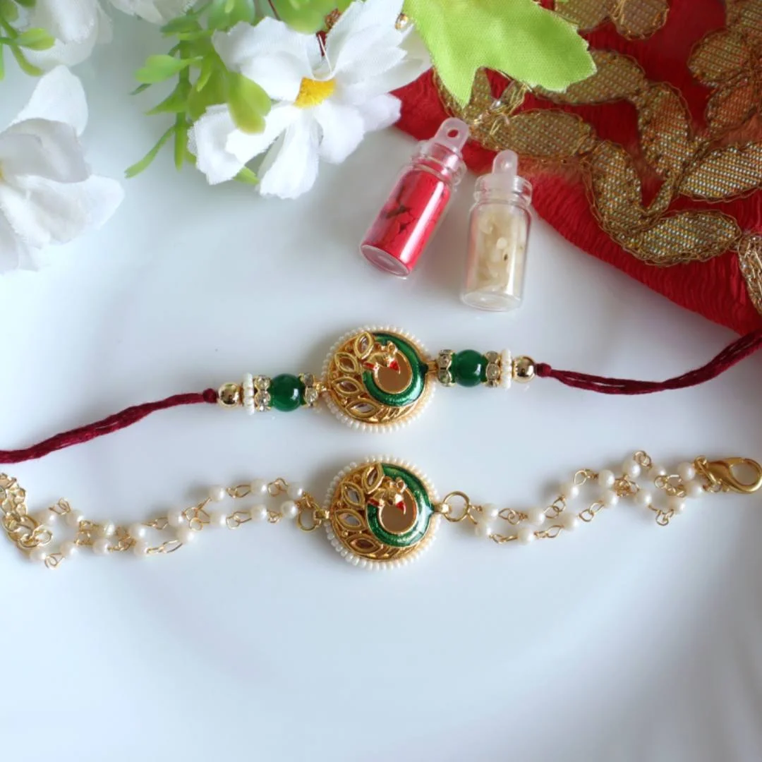 Combo Of Bhai-Bhabhi Rakhi With Roli-Chawal Pack