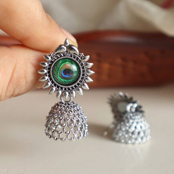 MOR PANKH Small Oxidised Jhumka Earrings