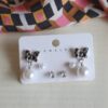 Set Of 3 Pair Of Stud Earrings-Black Bow