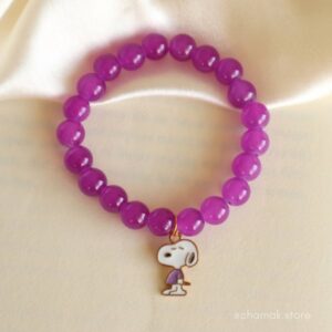 Purple Beaded Bracelet With Snoopy Charm