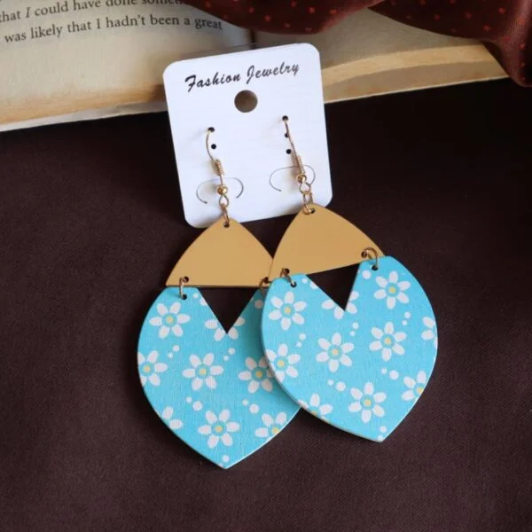 Wooden Dangler Earrings-V