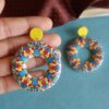 Round Multicolor Wooden Earrings