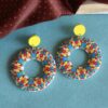 Round Multicolor Wooden Earrings