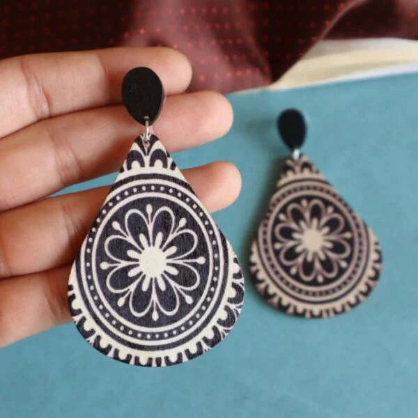 Black & White Wooden Earrings