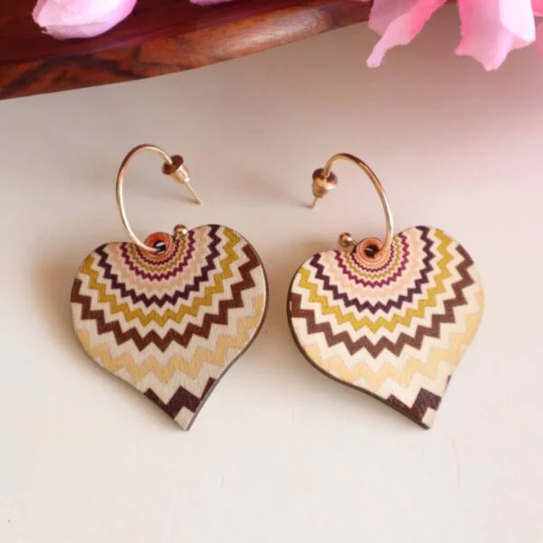 Wooden Heart Earrings