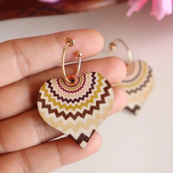 Wooden Heart Earrings