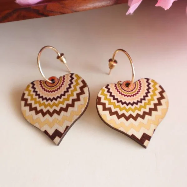 Wooden Heart Earrings