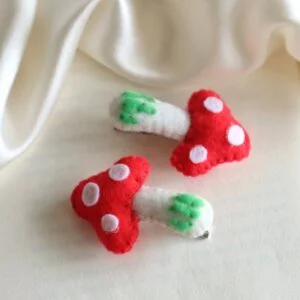 Set Of 2 Mushroom Felt Hair Clips For Girls