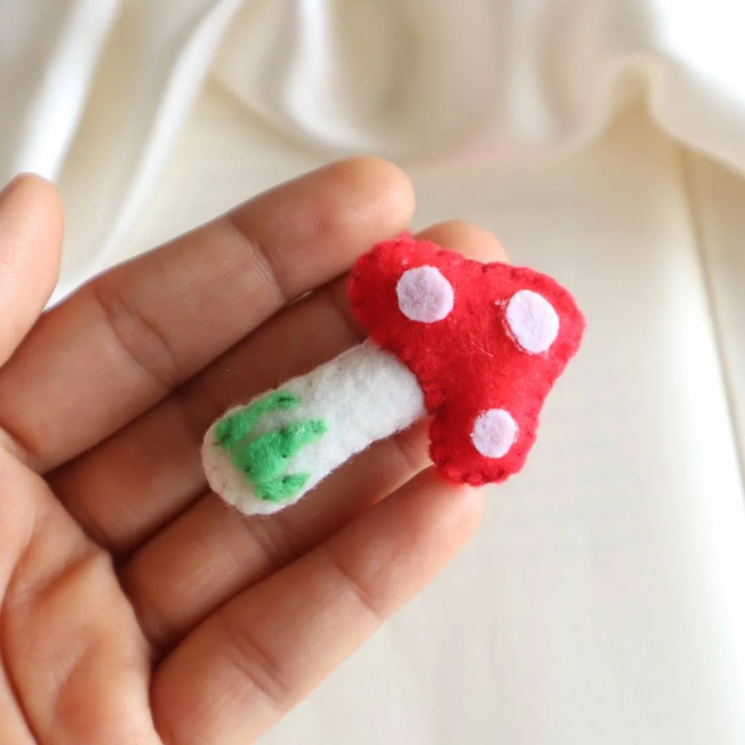 Set Of 2 Mushroom Felt Hair Clips For Girls