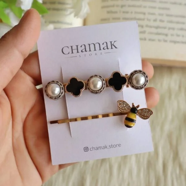 Set Of 2 Hair Clips-Bee