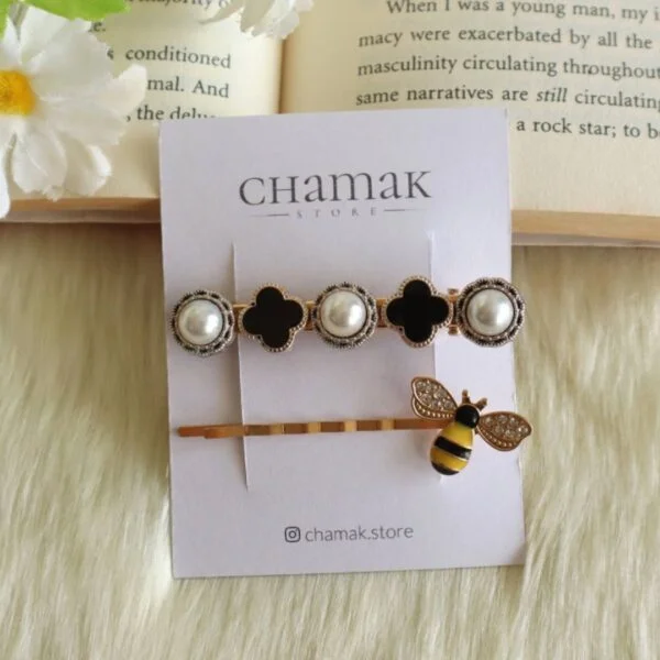 Set Of 2 Hair Clips-Bee