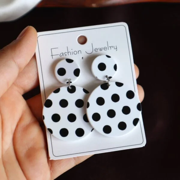 White Polka Dot Earrings