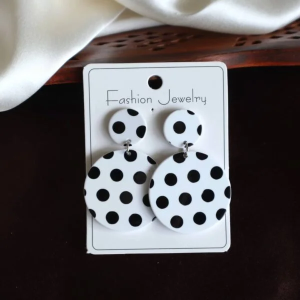 White Polka Dot Earrings