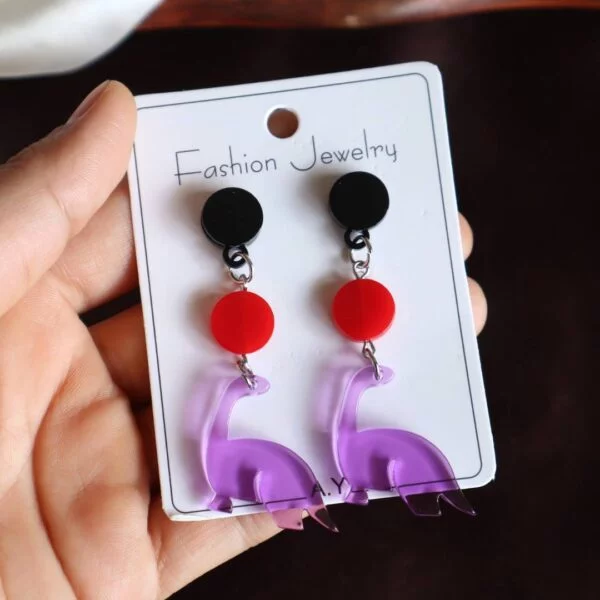 Purple Dinosaur Drop Earrings