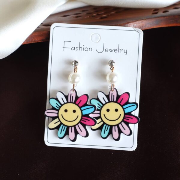 Smiley Colorful Flower Earrings
