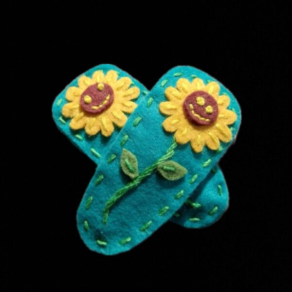 Set Of 2- Handmade Smiling Sunflower Hair Pins
