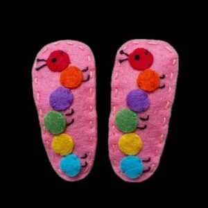 Set Of 2- Handmade Colorful Caterpillar Hair Pins