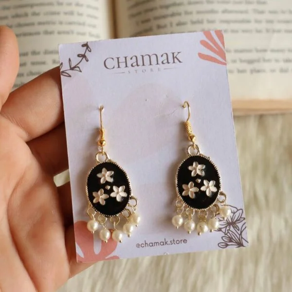 Black Small Meenakari Earrings
