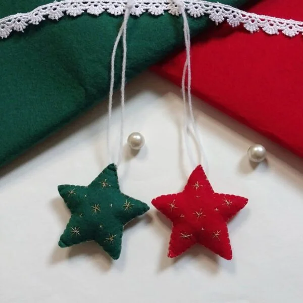 Christmas Tree Star Hanging Ornaments- Set Of 2