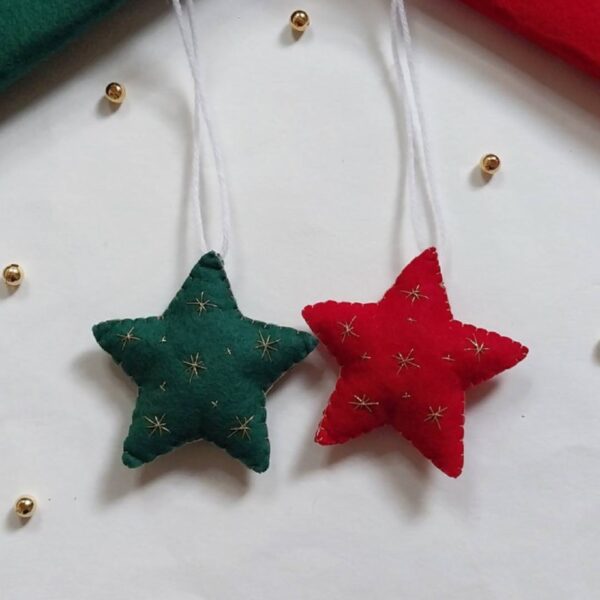 Christmas Tree Star Hanging Ornaments- Set Of 2