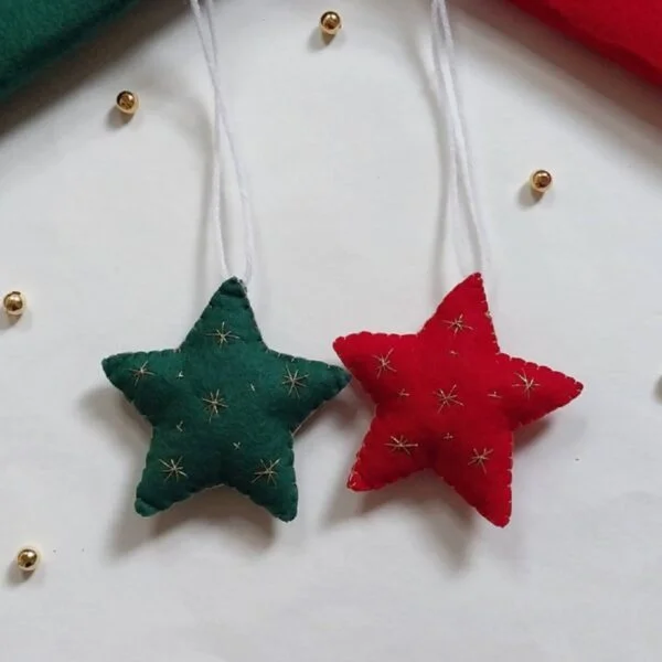 Christmas Tree Star Hanging Ornaments- Set Of 2