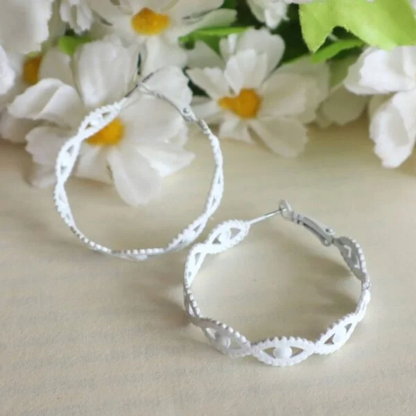 Evil Eye Hoop Earrings-White