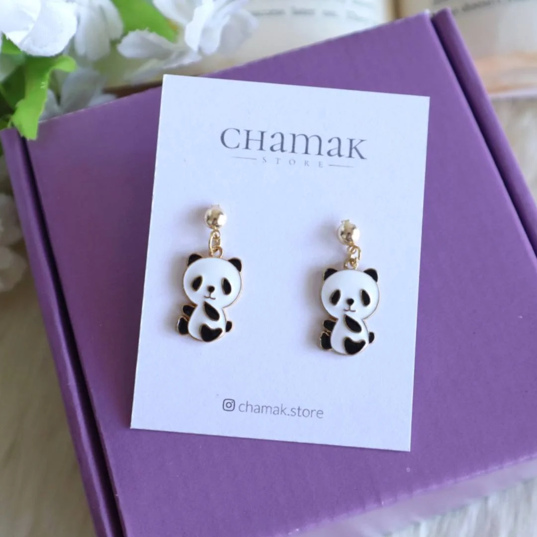 Cute Minimal Panda Earrings