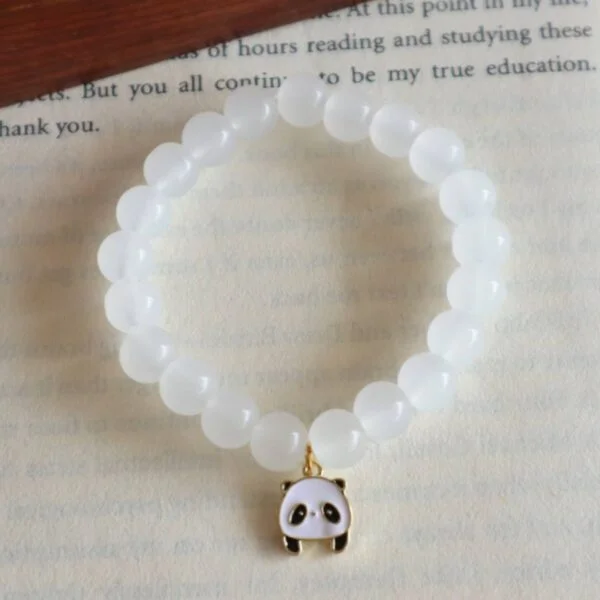 White Beaded Bracelet With Panda Charm