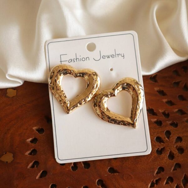 Golden Heart-Shaped Stud Earrings
