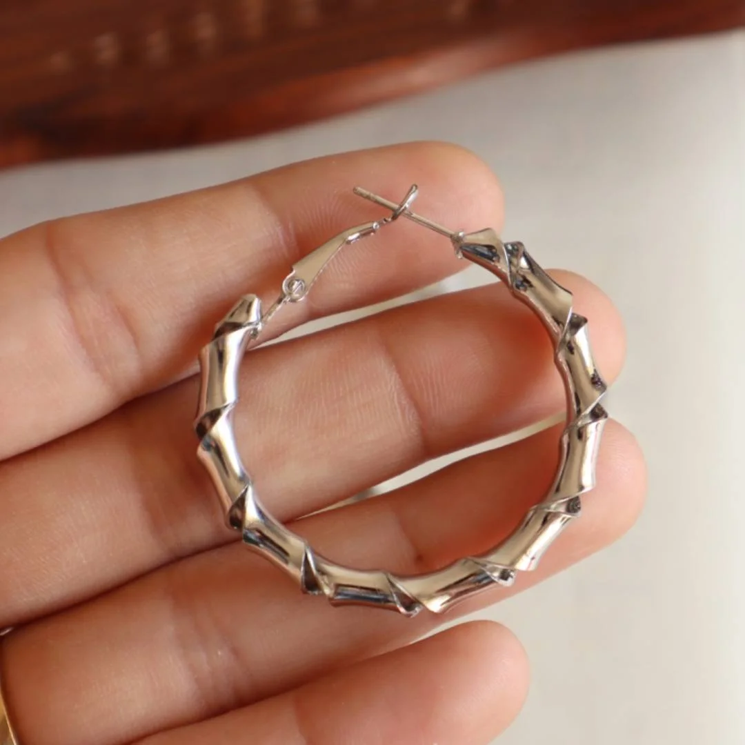 Silver Twisted Hoop Earrings
