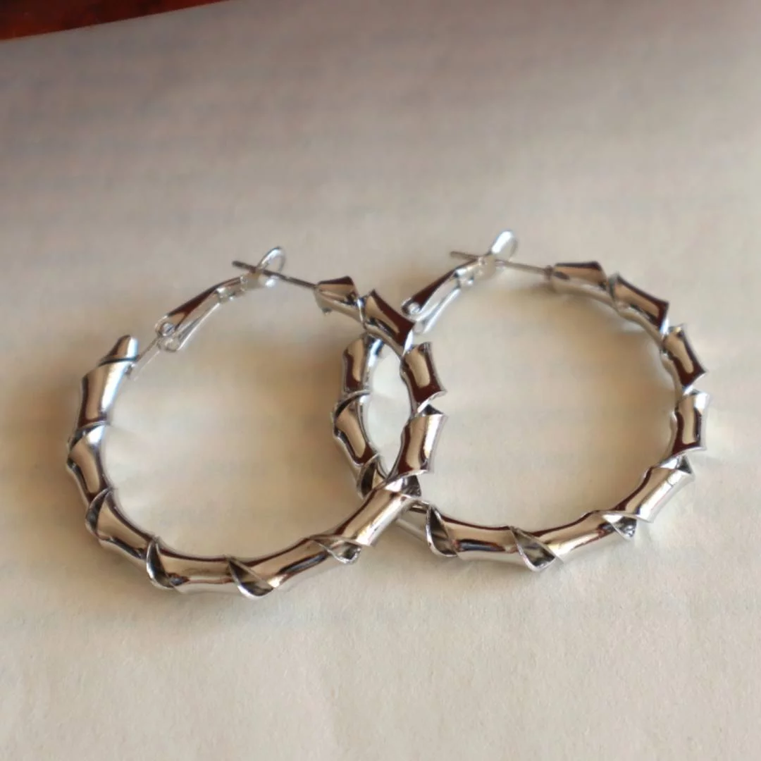 Silver Twisted Hoop Earrings