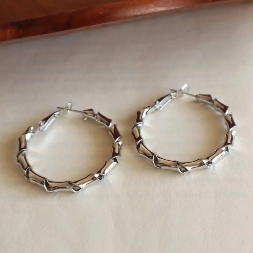 Silver Twisted Hoop Earrings